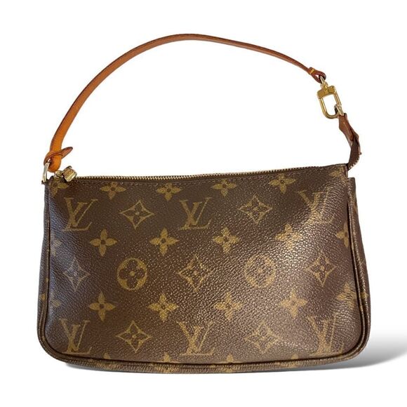 Vintage LOUIS VUITTON Classic Monogram Canvas & Cowhide Vachetta Leather Purse - Picture 1 of 14